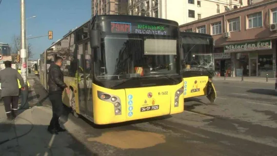 İETT otobüsü ile hafif ticari araç kazasında 1 kişi araç içerisinde sıkışarak yaralandı