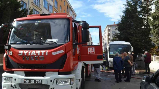 İşçi servisi alev alev yandı