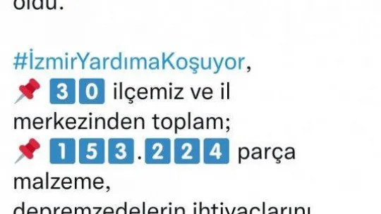 İzmir'den deprem bölgelerine 31 tır yardım malzemesi desteği