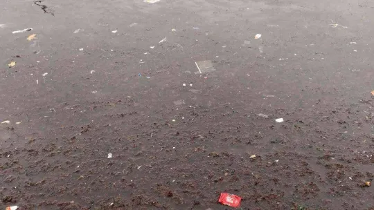 Kadıköy'ü lodos vurdu, Caddebostan sahilini plastik atıklar kapladı