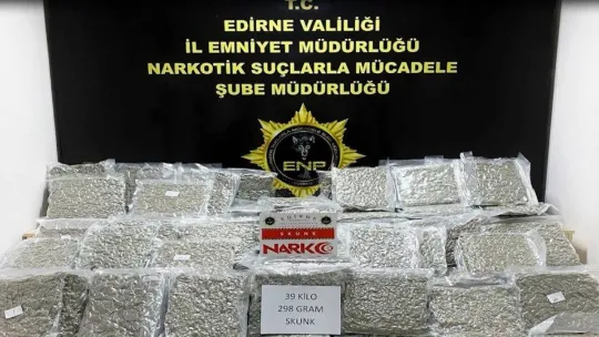 Kapıkule'den yurda giriş yapan tırda 39 kilo 298 gram skunk ele geçirildi