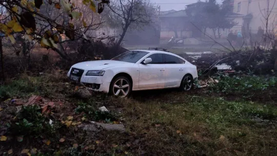 Kontrolden çıkan otomobil çitleri aşıp evin bahçesine daldı