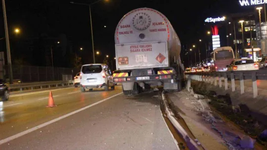 LPG yüklü tanker kaza yaptı, patlamaması faciayı önledi