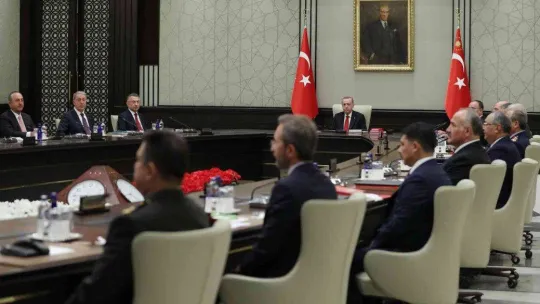 Milli Güvenlik Kurulu (MGK) Toplantısı, Cumhurbaşkanı Recep Tayyip Erdoğan başkanlığında Beştepe'de başladı.