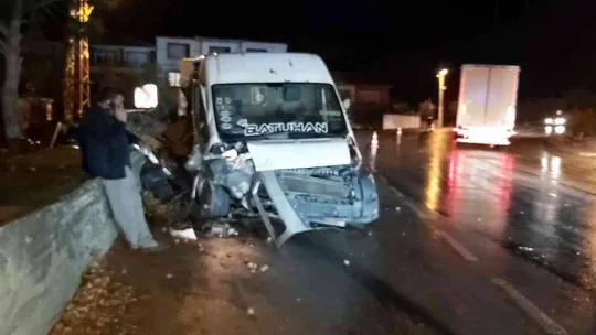 Minibüs duvara çarptı, kiviler yola saçıldı: 1 yaralı