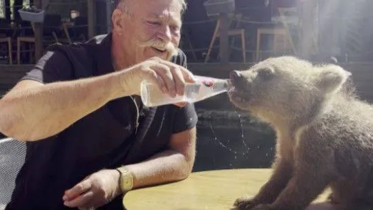 Nuri Alço'dan yavru ayıya gazoz