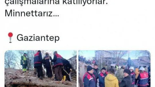 Öğretmenler Gaziantep'teki arama kurtarma çalışmalarına destek veriyor