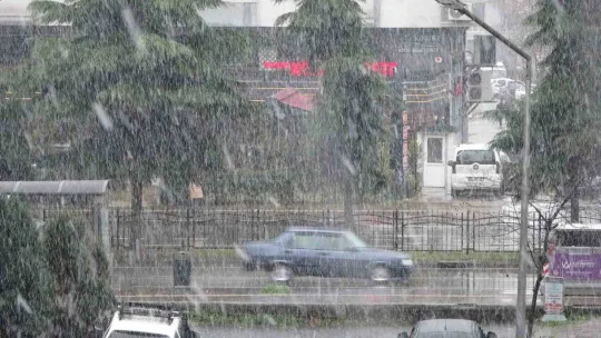 Ordu'da hastalanan kadın, karla kaplı yolda kepçe ile ambulansa taşındı