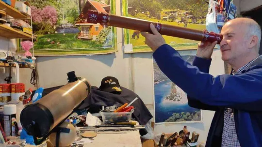 (Özel) Kendi yaptığı teleskopla güneş ve ayı yıl boyunca görüntülüyor