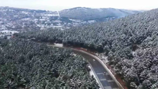 Pendik'te Aydos Ormanı'nda kar manzarası havadan görüntülendi