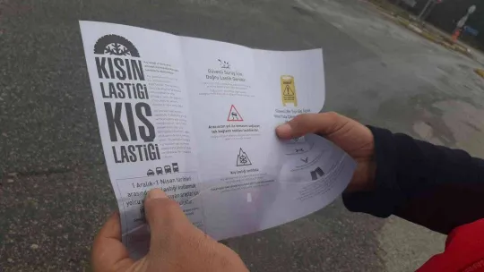 Polis ekiplerinden kış lastiği uygulaması
