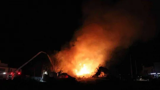 Sakarya'daki korkutan yangın havadan görüntülendi