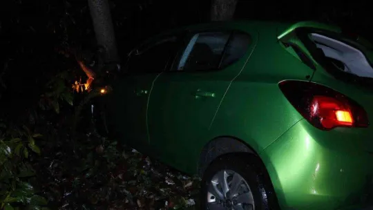 Şarampole yuvarlanan otomobil ağaca çarparak durabildi: 2 yaralı