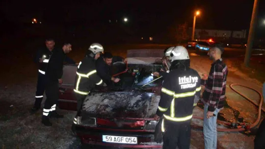 Seyir halindeki LPG'li otomobilde korkutan yangın