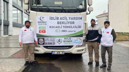 Soğuk kış gününde İdlib'e yürekleri ısıtan yardım