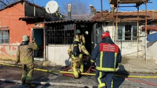 Sultangazi'de yanan gecekonduda güvercinler telef oldu
