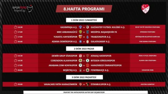 Süper Lig'de 9 haftalık program açıklandı