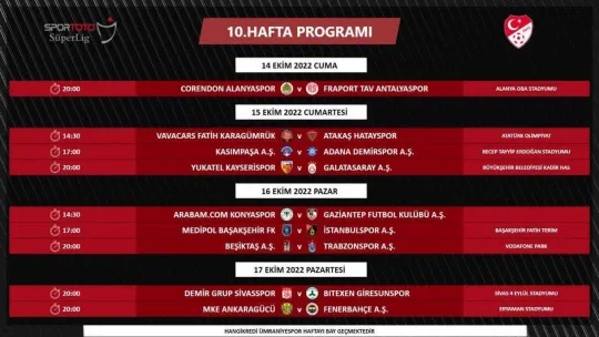 Süper Lig'de 9 haftalık program açıklandı