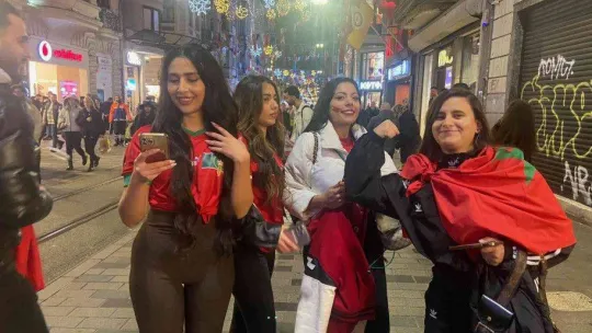 Taksim'de Fas'ın galibiyeti coşkuyla kutlandı