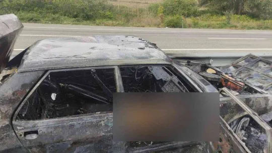 Malkara'da alev alan araçta 1 kişi yanarak öldü, 1 kişi ise ağır yaralı