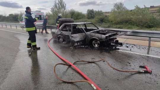 Malkara'da alev alan araçta 1 kişi yanarak öldü, 1 kişi ise ağır yaralı