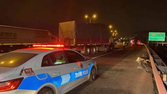 TEM'de 2 kamyon çarpıştı, araçta sıkışan sürücü yaralandı