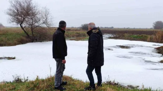 Uluabat Gölü'ne akan derelerde 'beyaz köpük' paniği