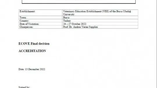 Veteriner Fakültesi'nin EAEVE başarısı devam ediyor