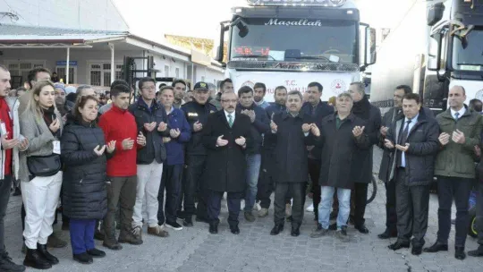 Yardım tırları Fethiye'den dualar eşliğinde gönderildi