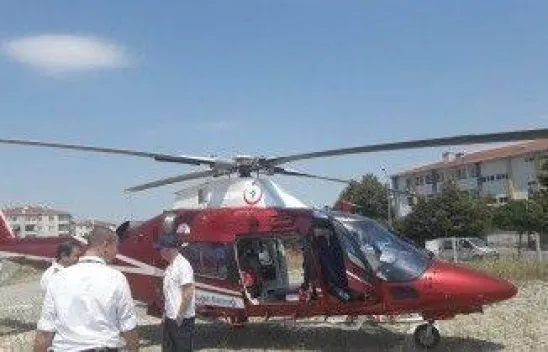 Yaralı işçi helikopterle sevk edildi