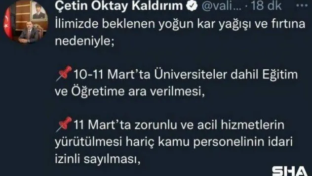 Sakarya'da olumsuz hava koşulları sebebiyle eğitime ara verildi