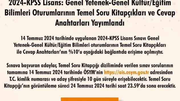 2024 KPSS soru ve cevap anahtarı yayımlandı