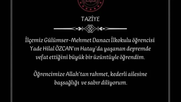 Ara tatilde Hatay'a giden Yade, depremde yaşamını yitirdi