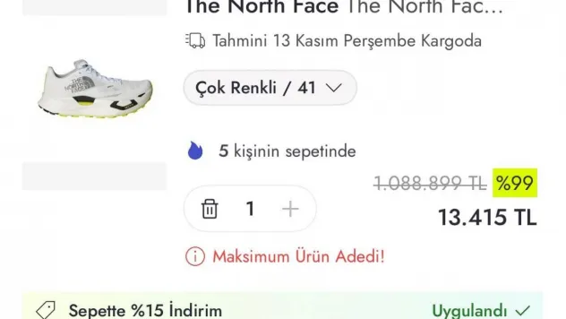 Ayakkabının fiyatını 1 milyon 88 bin lira gösterip 13 bin liraya düşürdüler