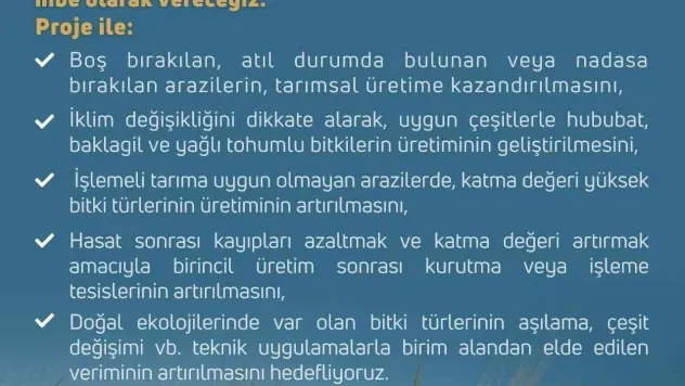 Bakan Kirişci: '81 ilimizde tarım arazilerinin etkin kullanımı ile bitkisel üretimin geliştirilmesine yönelik projeler başlatıyoruz'
