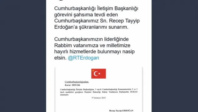 Burhanettin Duran, Cumhurbaşkanlığı İletişim Başkanlığına atandı