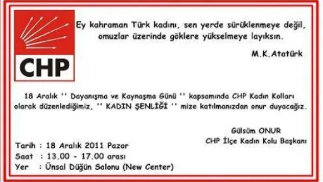 CHP, kadınlarla şenlikte buluşuyor