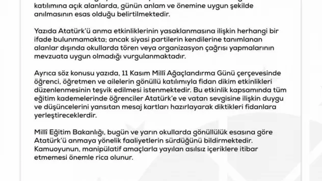 Dezenformasyonla Mücadele Merkezi'nden Atatürk'ü anmayı yasaklama iddialarına ilişkin açıklama