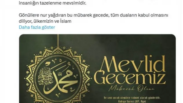 Emine Erdoğan'dan Mevlit Kandili mesajı:
