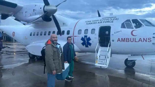 Kalp grefti askeri ambulans uçakla Ankara'ya ulaştırıldı