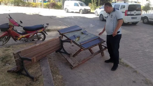 Kamu malına zarar şahıs veren güvenlik kamerasına takıldı