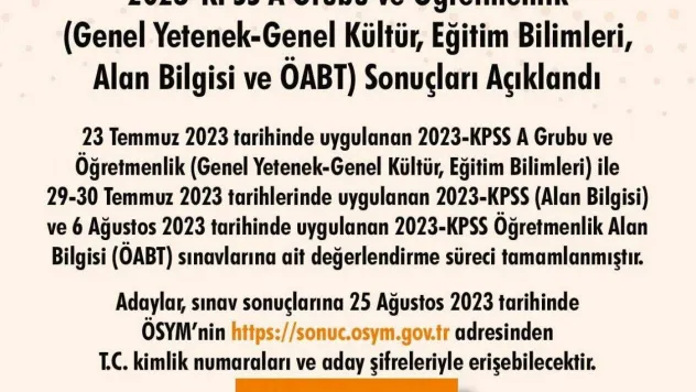 KPSS sonuçları açıklandı