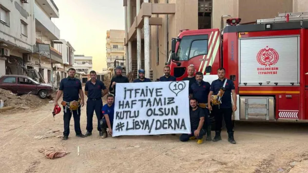 Libya'da kurtarma çalışmalarına katılan Balıkesir itfaiyesi, İtfaiye Haftası'nı böyle kutladı
