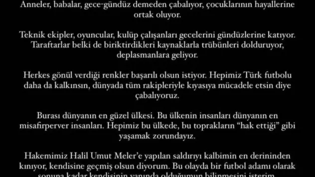 Nuri Şahin, Halil Umut Meler'e yapılan saldırıyla ilgili kınama mesajı paylaştı