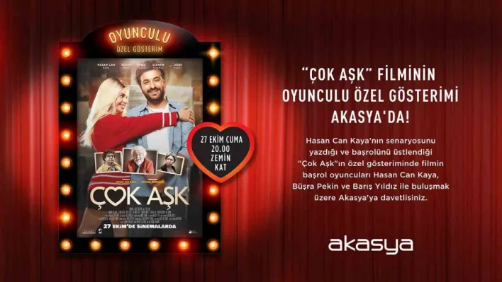 'Çok Aşk' filminin başrol oyucuları özel gösterim için seyircilerle buluşacak