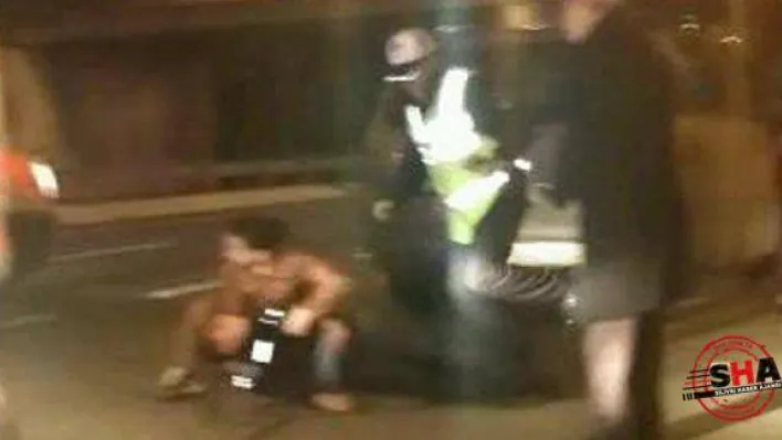 Asayiş uygulaması yapan polise araç çarptı