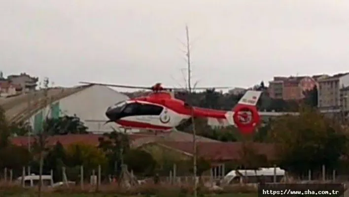 Kazada ağır yaralandı Helikopterle nakledildi