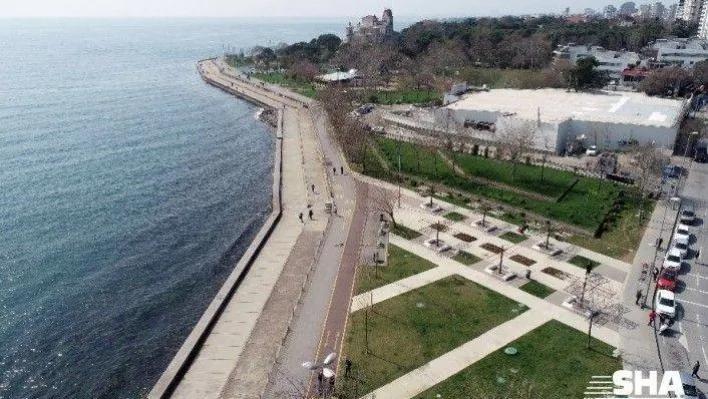 Sahilde yasağa uymayan vatandaşlar havadan görüntülendi