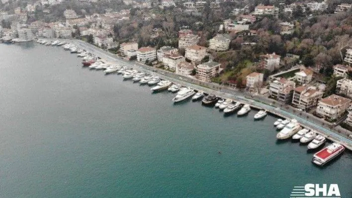Boş kalan Arnavutköy-Bebek sahili havadan görüntülendi