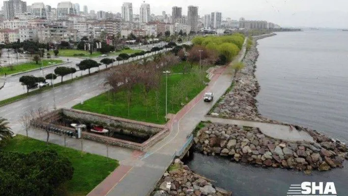 Korona virüs nedeniyle boş kalan İstanbul'un sahilleri havadan görüntülendi